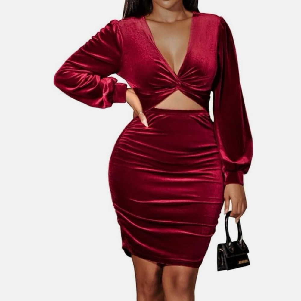 Heila Velvet Long Sleeve Bodycon Dress SZ Large NWOT - Picture 4 of 11